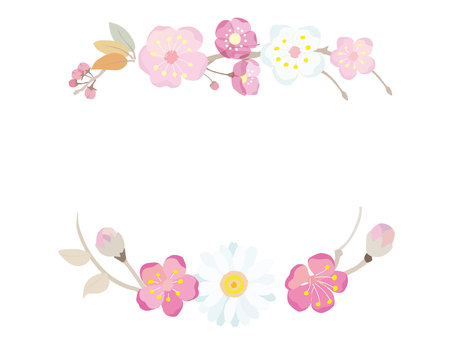 Flower decorative frame 31 ＿Spring flower plum, , JPG and PNG