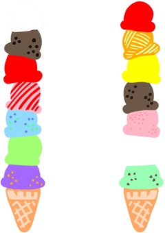いろんな種類のアイス両脇 様々,アイスクリーム,チョコミント,ストロベリー,オレンジ,チョコレートのイラスト素材