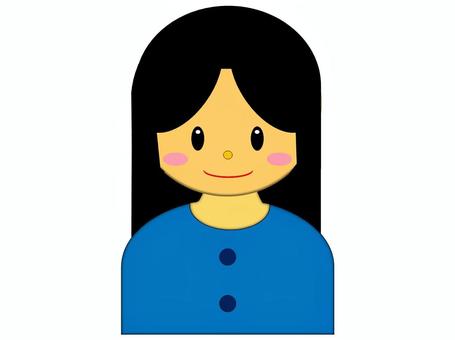 女性のアイコン3 女性,かわいい,ロングヘア,青,アイコン,人物,人,女,女子,母のイラスト素材