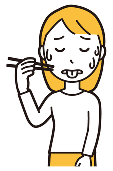  ロングヘア女性(黄)-212-バスト 食べる,女性,女の子,人物,かわいい,箸,食事,ごはん,和食,まずいのイラスト素材