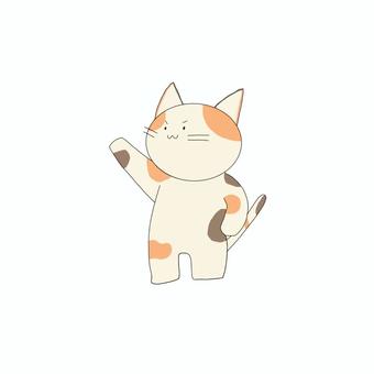 指差しねこ(きりっ) ねこ,指さし,動物,かわいい,シンプル,素材,白のイラスト素材