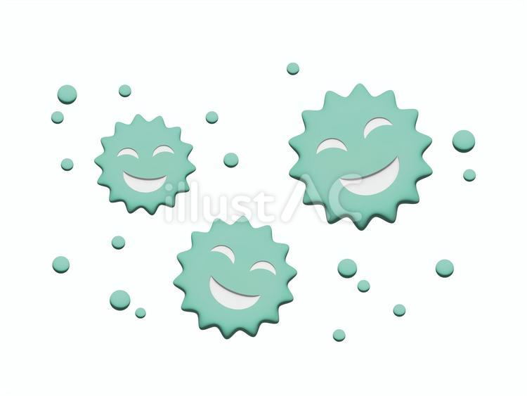 ニヤリと笑うのカビ　ぷっくりめ カビ,かび,ウイルスのイラスト素材
