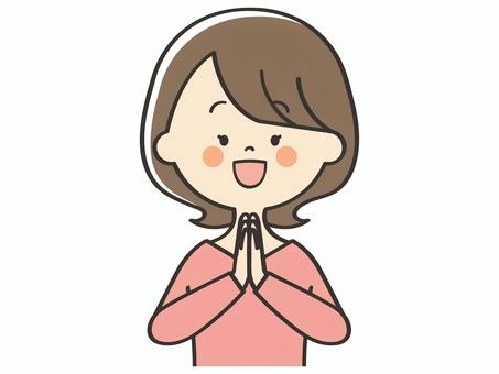 感謝する若い女性 感謝する若い女性 お礼,笑顔,嬉しい,喜び,いただきます,ごちそうさまでした,感謝,ありがとう,感動,女性のイラスト素材