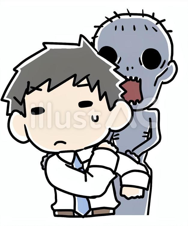 呪われている男性 呪い,心霊現象,男性のイラスト素材