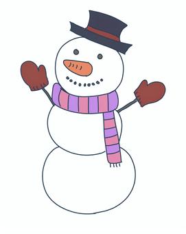 三段の雪だるま デフォルメ,雪だるま,マフラー,三段,雪,冬のイラスト素材