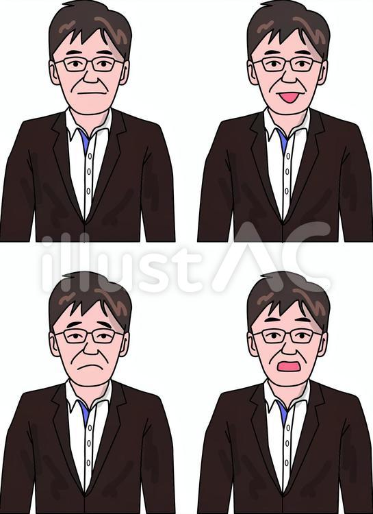 表情　笑う　困る　リアクション 表情,笑う,困るのイラスト素材