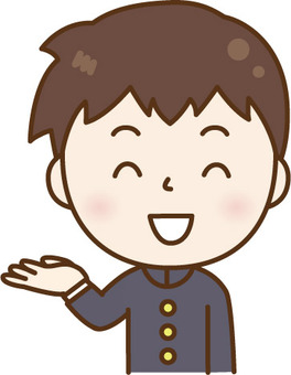 案内する学生服の男性 男子,男の子,上半身,正面,人間,小学生,中学生,学生服,学ラン,学校のイラスト素材