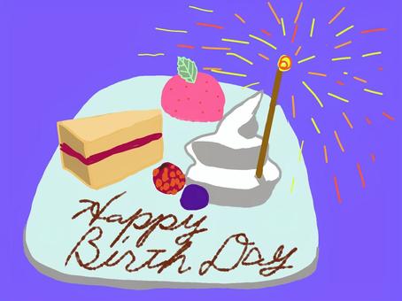 バースデープレート バースデー,プレート,誕生日,デザート,お祝い,スペシャル,花火,ケーキ,アイス,スイーツのイラスト素材