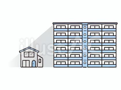 隣のマンションの影で日当たりの悪い家