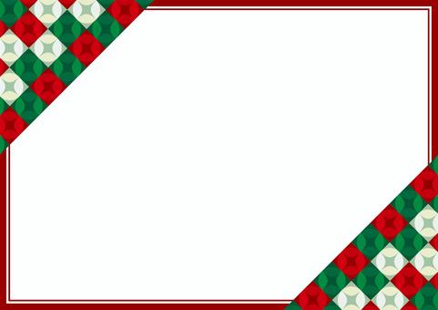 北欧風クリスマスフレーム フレーム,cmyk,パステル,ドット,赤,緑,白,カラー,クリスマス,かわいいのイラスト素材