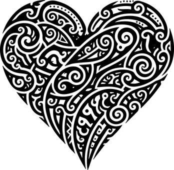 トライバル柄のハート タトゥー,トライバル,ハート,ラブ,愛のイラスト素材