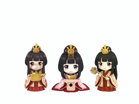 春のひな祭りの三人官女 三人官女,人形,イベント,可愛い,祭事,春のイラスト素材