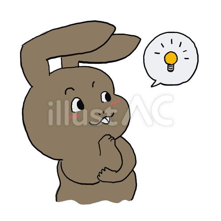 ひらめきウサギ ウサギ,アイデア,おもいつきのイラスト素材
