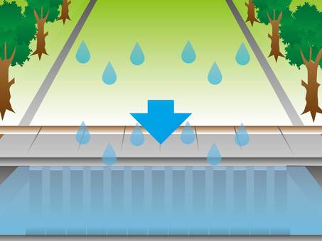 雨水貯留施設イメージ 雨水,浸水,地下,貯水,防災,緑,木のイラスト素材