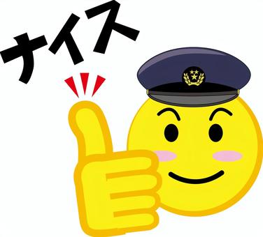 ナイス警察官　 ナイス,グッド,いいね,手,顔,警察官,帽子,アイコン,シンプル,文字のイラスト素材