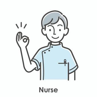 A male nurse who is satisfied with the good sign, , JPG, PNG and AI