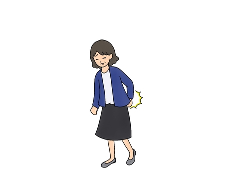 腰を痛がる中高年の女性 女性,中高年,中年女性,腰,痛み,腰痛,痛がるのイラスト素材