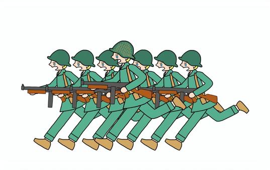 突撃するアメリカ軍部隊 米兵,米軍,アメリカ兵,アメリカ軍,連合軍,連合軍兵士,太平洋戦争,第二次世界大戦,兵士,軍隊のイラスト素材