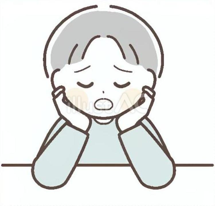 ため息をつく疲れた顔の子ども 疲れ,悩む,ため息のイラスト素材