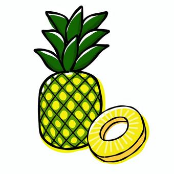 パイナップル パイナップル,手書き,フルーツ,パイン,果物,シンプル,フラット,かわいいのイラスト素材