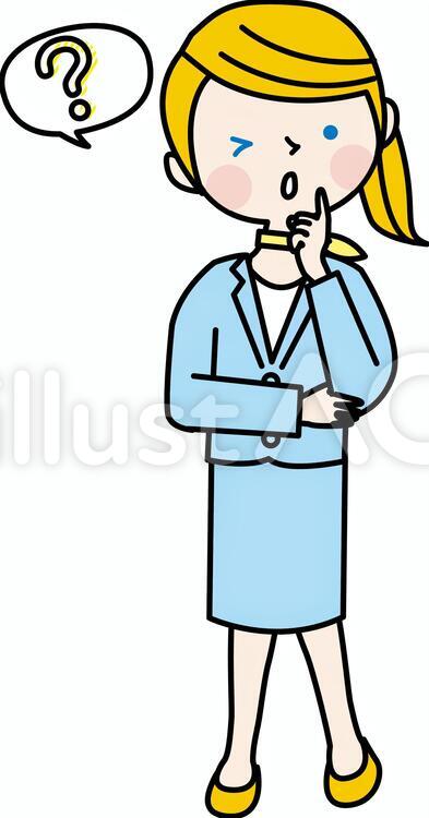 困っている金髪の受付の女性 女性,かわいい,若いのイラスト素材