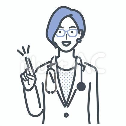 指差しポーズをする女性医師