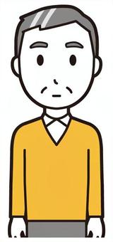 ニット中年男性(黄)-424-バスト  ニット中年男性(黄)-424-バスト ポカン,おじさん,男性,中年,お父さん,パパ,シニア,ミドルエイジ,人物,かわいいのイラスト素材