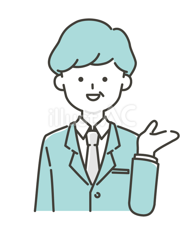 案内をするスーツな中年男性 案内,説明,紹介のイラスト素材