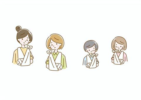 包帯する人A 包帯する人A 女性,子供,女の子,男の子,包帯,悲しい,可愛い,腕,シンプル,人のイラスト素材