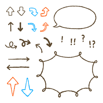 Yuru arrow set Hand drawn style line, JPG and AI Yuru arrow set Hand drawn style line, arrow, a balloon, frame, JPG and AI