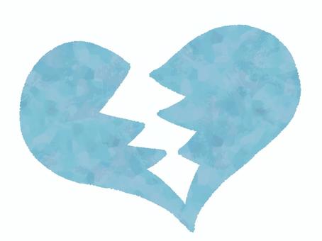 ひび割れたハート（ブルー） ハート,マーク,割れる,破れる,壊れる,ヒビ,ギザギザ,青色,失恋,傷つくのイラスト素材