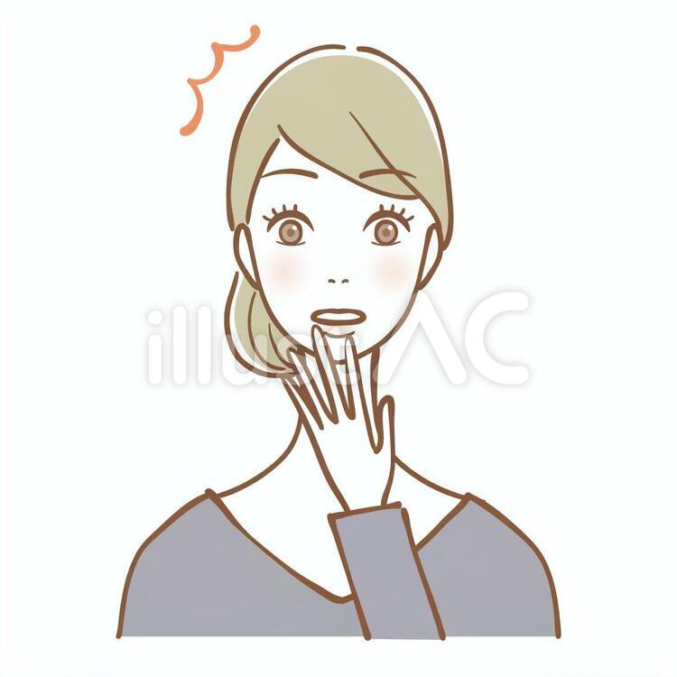 女性1　驚く 女性,イラスト,驚くのイラスト素材