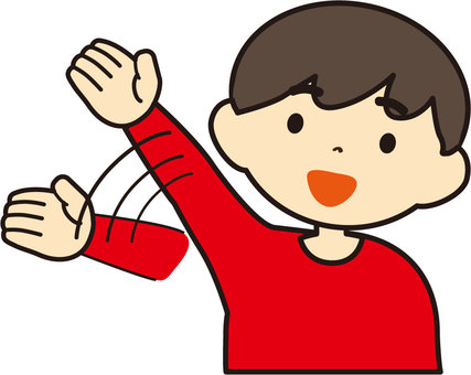 Illustration, wave hands, boy, red, 