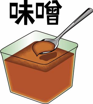 味噌  味噌  味噌,料理,味付け,調味料,和食,スプーン,使う,漢字,線画のイラスト素材