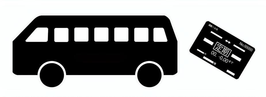バスと定期券 定期券,バス,大型,公共交通,シルエット,運転,乗車,交通,アイコン,シンプルのイラスト素材