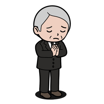 祈る人 祈り,合掌,手合わせ,お願い,悲しみ,絶望,涙,お辞儀,挨拶,礼服のイラスト素材