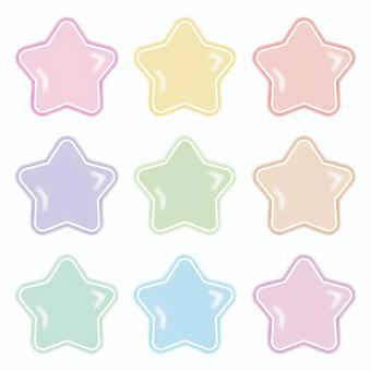 平成っぽいカラフルな星イラストセット 星,ぷっくり,可愛い,色玉,艶,ツヤ,ステップ,輝き,アイドル,推しのイラスト素材