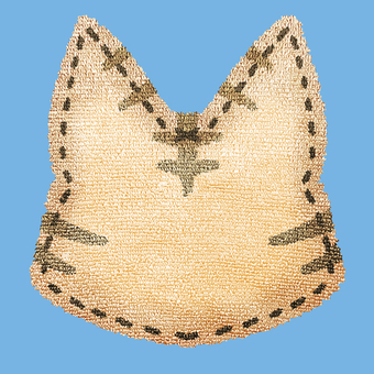 シンプルでワッペン風 茶トラ猫シルエット 猫,茶トラ猫,シルエット,ワッペン,手縫い,裁縫,ステッチ,ミシン目,かわいい,動物のイラスト素材