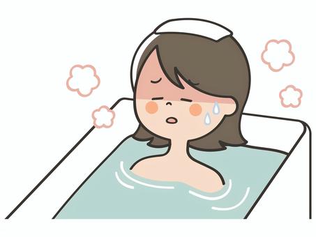 お風呂でのぼせる若い女性 お風呂,のぼせる,のぼせ,暑い,熱い,女性,体調不良,不調,クラクラ,フラフラのイラスト素材