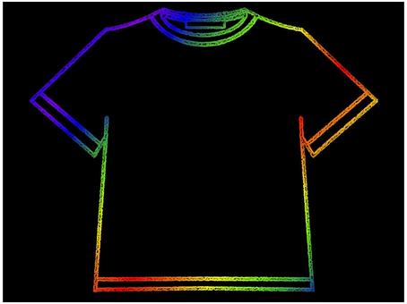 Tシャツのフレ−ム　虹色 tシャツ,フレ−ム,ポストカード,メッセージカード,飾り枠,あしらい,虹色,レインボー,黒,半袖のイラスト素材