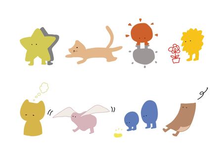 ちょっと不思議な生き物たちのアイコン素材 アイコン,生き物,星,太陽,猫,不思議,かわいい,楽しい,面白い,素材のイラスト素材