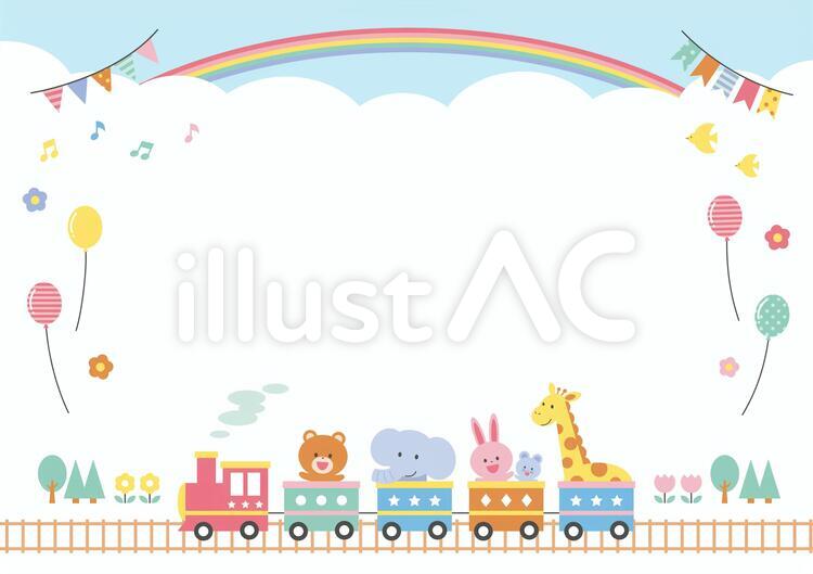 列車と動物たち 幼稚園,子ども,保育園のイラスト素材