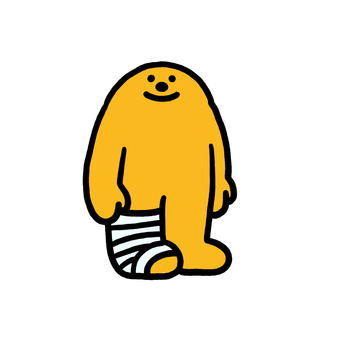 足ギプスくん 医療,病院,患者,治療,ギプス,骨折,捻挫のイラスト素材