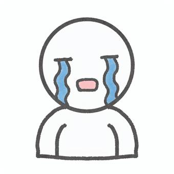 号泣する人物のイラスト 人物,泣く,涙,悲しい,落ち込む,ショック,感情,つらい,表情,困るのイラスト素材