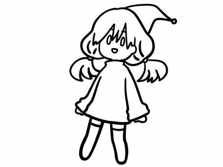小人少女 線画 小人少女 線画 小人,女の子,ファンタジー,小さい,妖精,フェアリー,童話,物語,かわいい,笑顔のイラスト素材