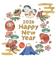 手書き風の年賀状テンプレート