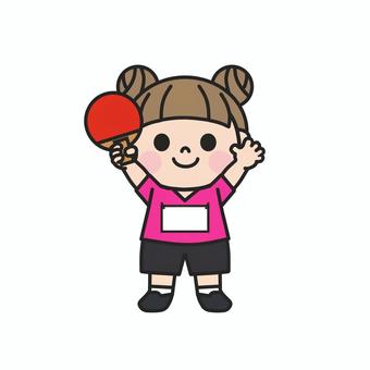 卓球のラケットを持ってアピールする女子3 卓球,卓球部,ラケット,ピンポン,球技,部活,テーブルテニス,インドアスポーツ,室内スポーツ,運動のイラスト素材