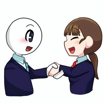 握手をする女性 握手をする女性 人物,生活,バストアップ,女性,握手,笑顔,スーツ,ビジネス,合意,素材のイラスト素材