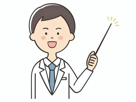 説明する白衣の男性 医師,医者,男性,説明,教える,解説,プレゼン,発表,ポイント,注目のイラスト素材