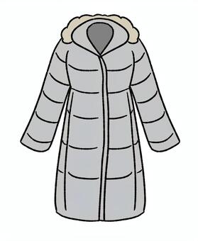 ダッフルコート 手描き,冬,コート,グレー,ダウンコート,ダウンジャケット,ダウンアウター,冬コート,防寒着,ロングダウンのイラスト素材